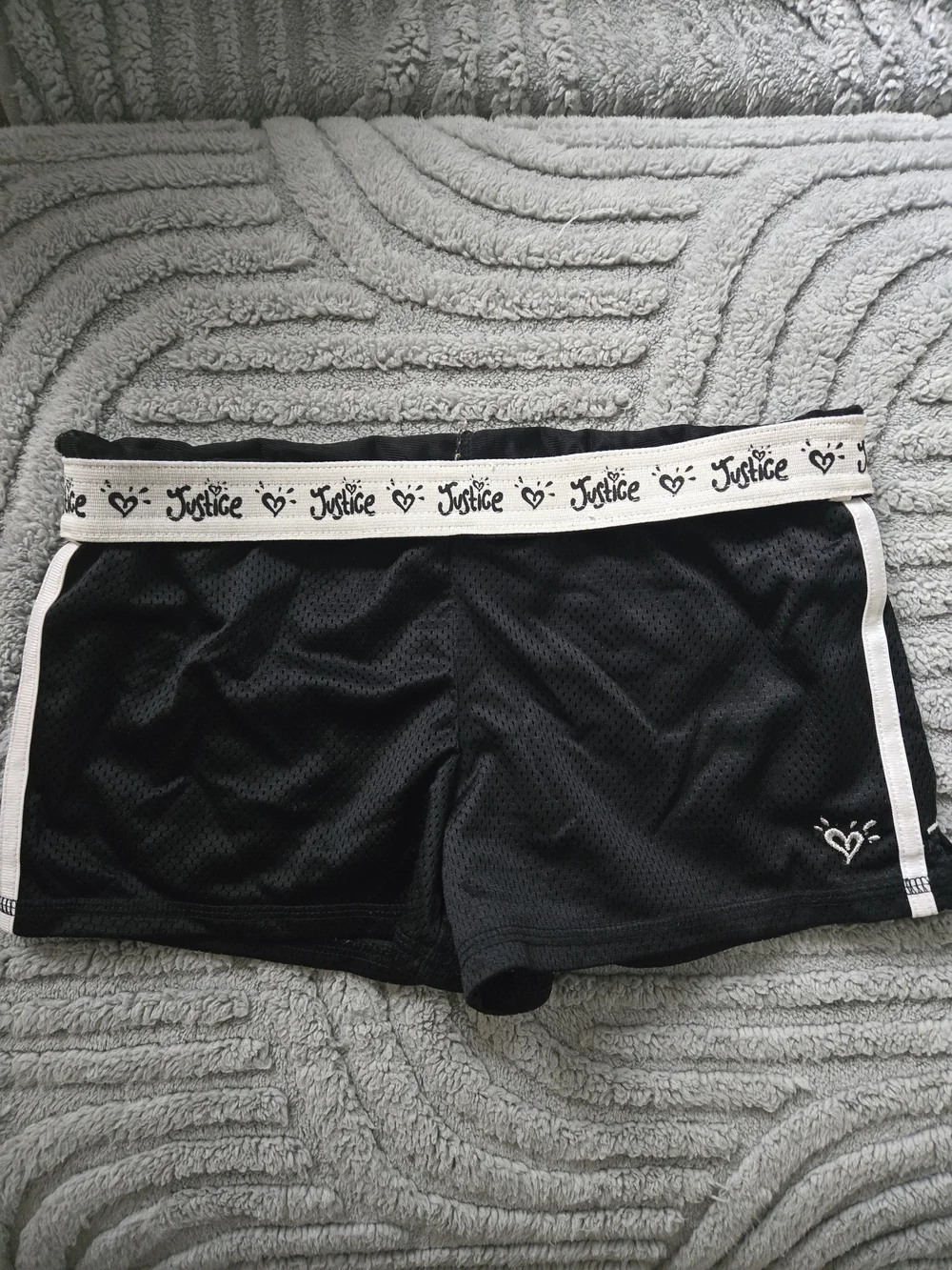 4 For $24 Justice GirlBlack Athletic Shorts with Fold Down Logo Band Size 8